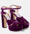 JIMMY CHOO HELOISE 120 VELVET PEEP-TOE PUMPS