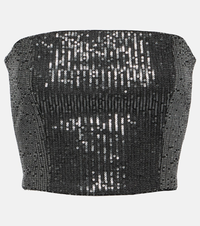 Rotate Birger Christensen Top In Twill Di Paillettes In Black