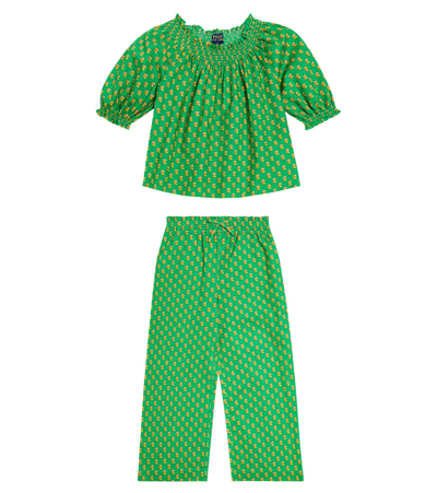 Polo Ralph Lauren Kids' Floral Cotton Top And Pants Set In Preppy Woodblock