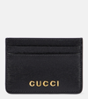 Gucci Script Leather Card Holder In Black