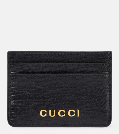 Gucci Script Leather Card Holder In Black