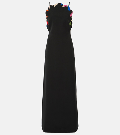 Pucci Scalloped Sleeveless Crepe Couture Dress In Black