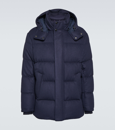 Ralph Lauren Purple Label Cameron Wool-blend Down Jacket In Blue