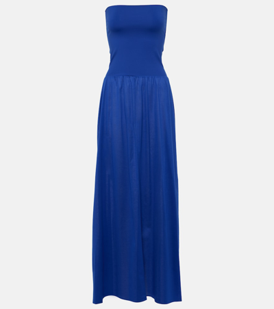 Eres Ankara Strapless Maxi Dress In Indigo