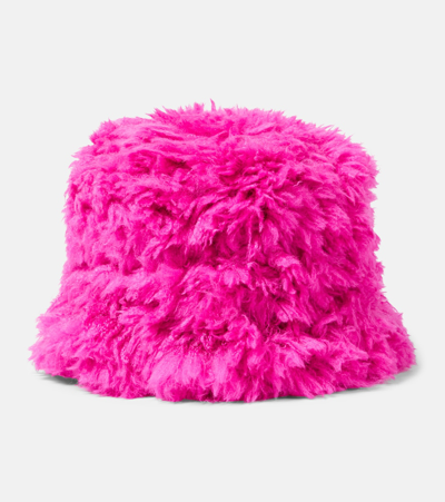 Goldbergh Bird Faux Fur Bucket Hat In Pink