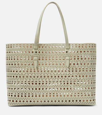 Alaïa Mina 44 Vienne Wave Leather Tote Bag In Grey