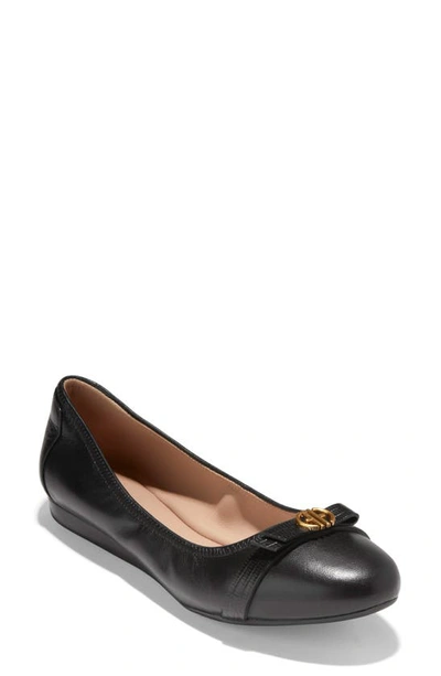 Cole Haan Tova Bow Ballet Flat In Black Shee