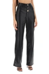 Rotate Birger Christensen Rotie Button-embellished Recycled Faux Leather Straight-leg Pants In Black
