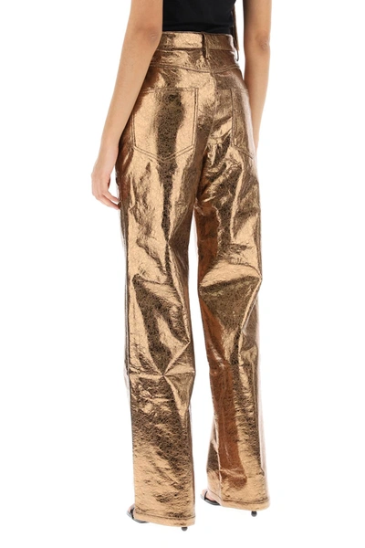 Rotate Birger Christensen Rotate Textured High Waist Metallic Pants In Brown