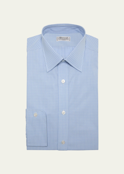 Charvet Men's Cotton Micro-check Dress Shirt In Blue - White