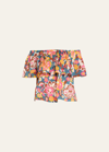 ERES FLOWER POWER CARDAMONE OFF-SHOULDER BLOUSE