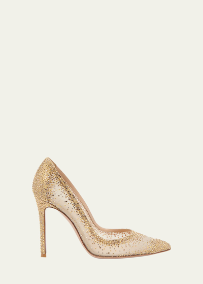 Gianvito Rossi Strass Pointed Stiletto Pumps In Mekong Nude