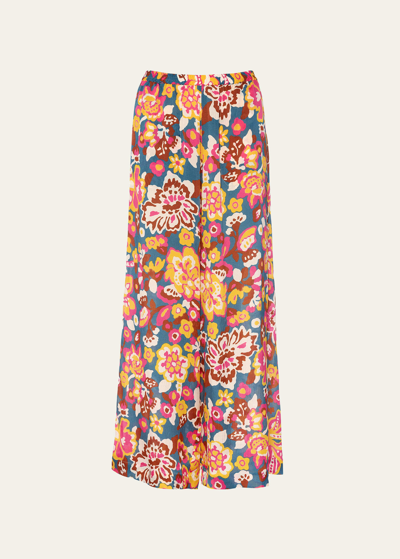 Eres Cactus Floral Silk And Cotton Pants In Imprime Flower Po