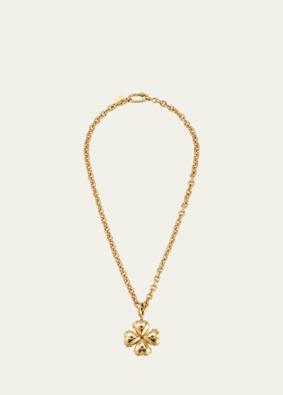 Lauren Rubinski Paulette 14k Gold Tourmaline Small Clover Charm Necklace, 17"l In 14k Brilliant Yellow Gold