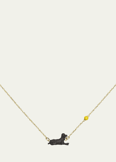 Aliita Perrito Enamel Pendant Necklace In 9k Gold