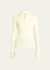 BOTTEGA VENETA MOVING RIB COTTON POLO SWEATER