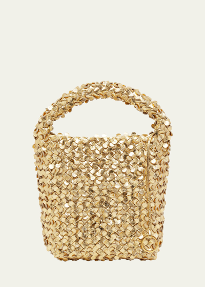 Bottega Veneta Small Cabat Sequined Bucket Bag In Gold
