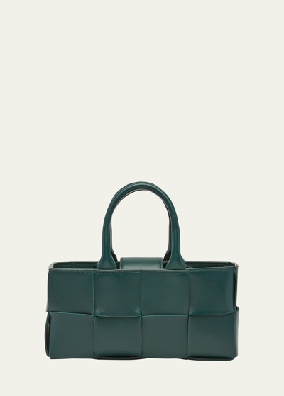 Bottega Veneta Arco Mini Intreccio East-west Tote Bag In Emerald