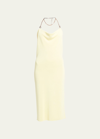 BOTTEGA VENETA HALTER-CHAIN KNIT MIDI DRESS