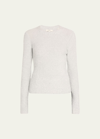Vince Lurex Eyelash Knit Pullover Top In Offwhitesilver