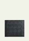 Bottega Veneta Men's Intrecciato 15 Bicolor Leather Bifold Wallet In Ard. N/deep Pacif