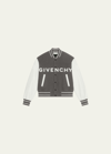 Givenchy Grey Green And White Bomber Jacket In Wool And Leather In Khaki