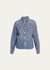 Bottega Veneta Textured Denim Collared Shirt In Indigo