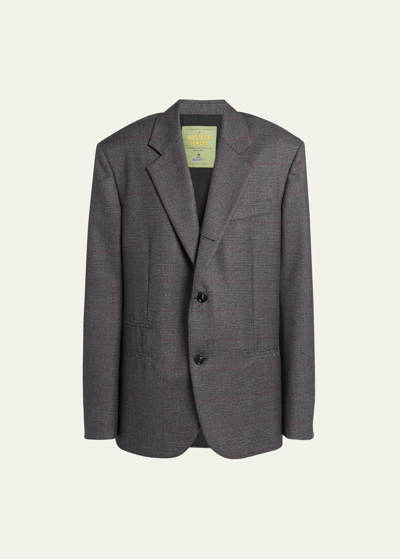 Bottega Veneta Classic Wool Prince Of Wales Blazer In Multicolor