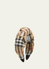 Burberry Kids' Girl's Soft Knot Check Headband In Archive Beige Chk