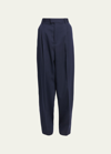 Bottega Veneta Grain De Poudre Wool Pants In Teal