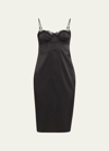 Kiki De Montparnasse Lace Inset Silk Slip Dress In Black