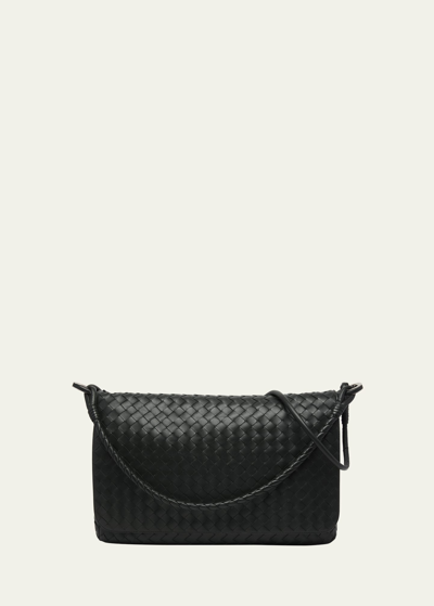 Bottega Veneta Men's Intrecciato 15 Large Double-handle Messenger Bag In Black-vintage Sil