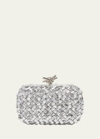 Bottega Veneta Knot Metallic Sequin Intreccio Clutch Bag In Silversilver-gold