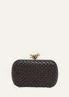 Bottega Veneta Knot Intreccio Leather Clutch Bag In Fondant-m Brass