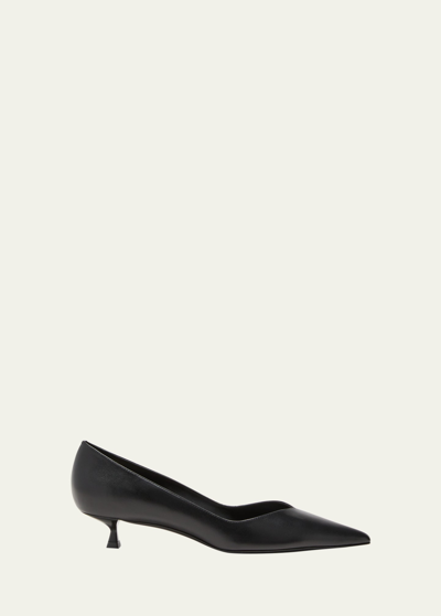 STUART WEITZMAN EVA LEATHER KITTEN-HEEL PUMPS