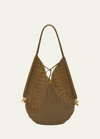 Bottega Veneta Ellipse Small Intrecciato Lambskin Shoulder Bag In 2859 Mud-m Brass