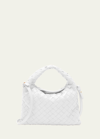Bottega Veneta Hop Mini Intrecciato Hobo Bag In White-m Brass