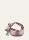 Bottega Veneta Jodie Mini Shirt Tartan-print Top-handle Bag In Grey-red-black-si