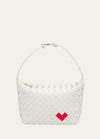 Bottega Veneta Mini Heart Intrecciato Shoulder Bag In 8583 White-vernis