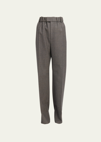 Bottega Veneta Wool-cotton Tapered Trousers In Cigarmulti