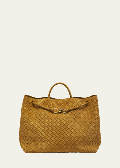 Bottega Veneta Large Andiamo Leather Top Handle Bag In Acorn-mbrass