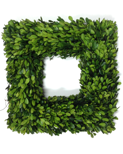 Mills Floral 16in Boxwood Country Manor Square Wreath In Green