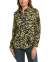 T Tahari Abstract Floral Button-up Blouse In Black