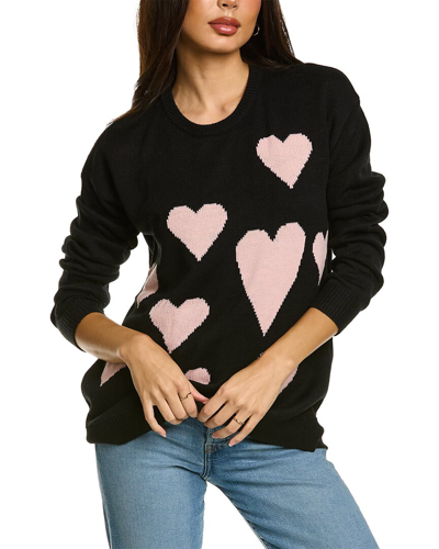Bobeau Heart Sweater In Black