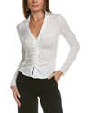 Alexia Admor Alina Long Sleeve Ruched Top In White