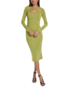 Alexia Admor Tanya Twist Front Cutout Midi Dress In Chartreuse