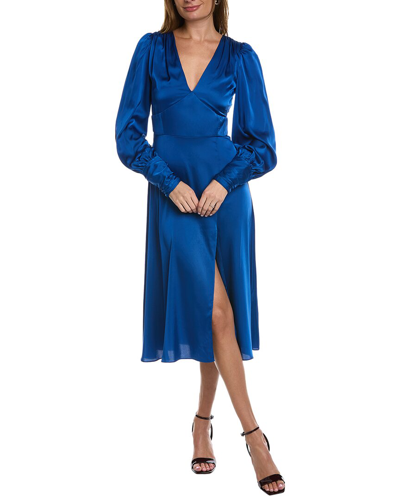 Alexia Admor Elysa Long Sleeve Satin Midi Dress In Blue