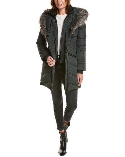 Noize Gigi Faux Fur Trim Quilted Parka In Spruce