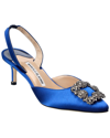 Manolo Blahnik Hangisli 70 Satin Slingback Pump In Blue