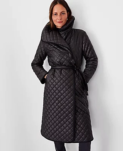 Ann Taylor Petite Belted Puffer Coat In Black
